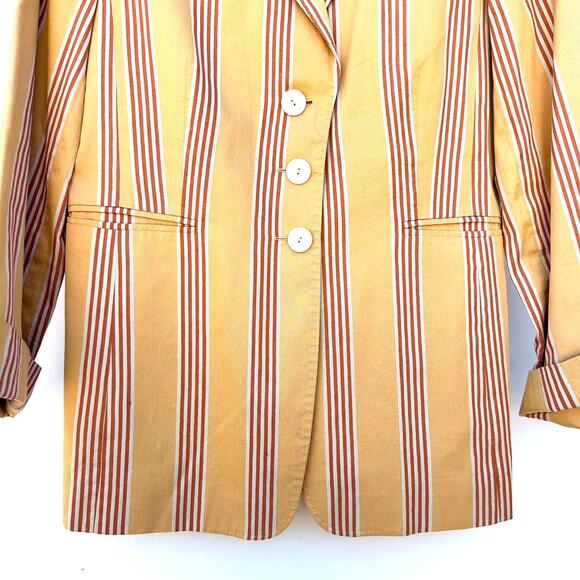 Vintage Y2K Sonia Bogner Harriet Kassman Striped Blazer Yellow Jacket Small - Picture 5 of 6